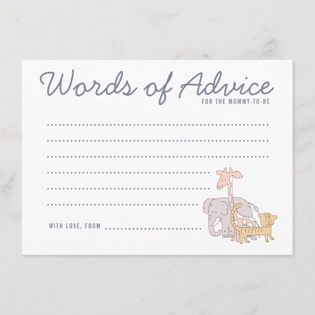 Kute Jungle Safari Animals Adapter för babyskor Rådkort (Framsida)