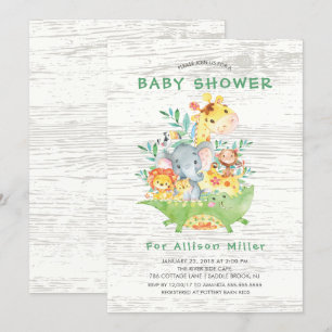 Kute Jungle Safari Animals Baby Shower-inbjudninga Inbjudningar
