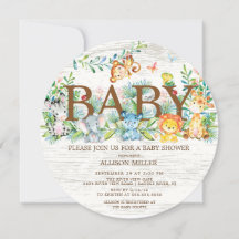 Kute Jungle Safari Baby Shower-inbjudan