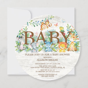 Kute Jungle Safari Baby Shower-inbjudan Inbjudningar