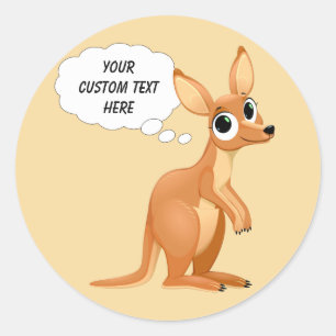 Kute Kangaroo-anpassningsbarnas textklistermärken Runt Klistermärke