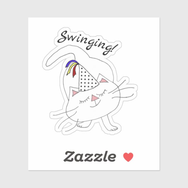 Kute Kattunge Party White Cat Klistermärken (Ark)