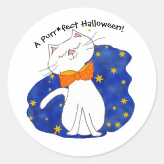 Kute Kattunge Starry Night Halloween Runt Klistermärke