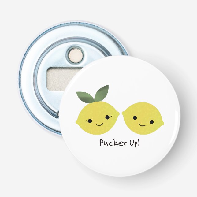 Kute Kawaii Lemons Flasköppnare (Framsidan)