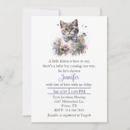 Kute Kitten Boys Baby Shower-inbjudan Inbjudningar