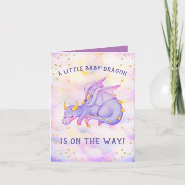 Kute Lila Rosa Dragon Girl Baby Shower bjudan Inbjudan (Framsida)