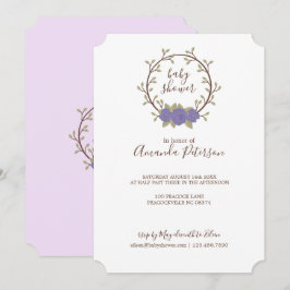 Kute Lilac Blommigt Utandning Babyskor Inbjudningar