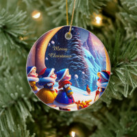 Kute lilla dvärgar väntar sig jul Kväll