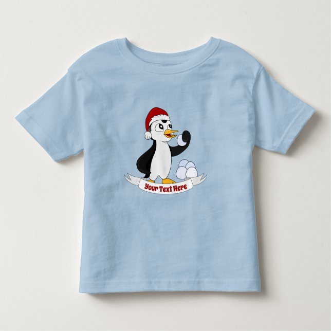 Kute, liten julpenguin med snöbollsskon t shirt (Framsida)