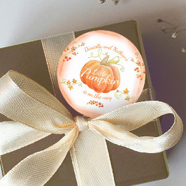 Kute, liten pumpa, vattenfärg för babydusch runt klistermärke