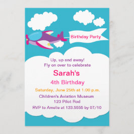 Kute Little Airplane Girl Birthday-inbjudan Inbjudningar