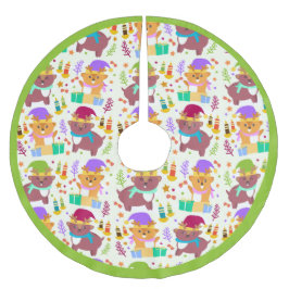 Kute Little Animals, jul, Mönster Barn Julgransmatta Borstad Polyester