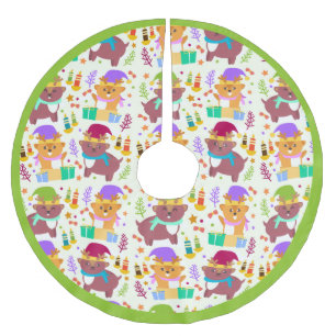 Kute Little Animals, jul, Mönster Barn Julgransmatta Borstad Polyester