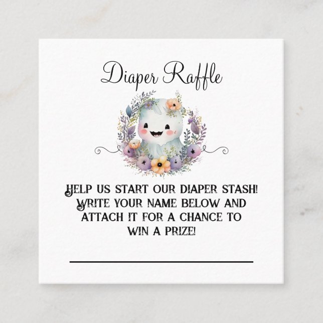 Kute Little Boo Baby Shower Diaper Raffle Insert (Framsida)