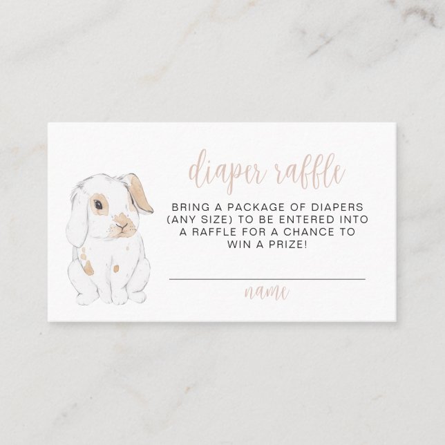 Kute Little Bunny Baby Shower Diaper Raffle Card Placeringskort (Framsida)