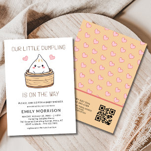 Kute Little Dumpling QR Code Baby Shower Inbjudningar