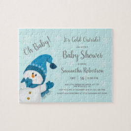Kute Little Snögubbe Baby Shower-inbjudningsförmån Pussel