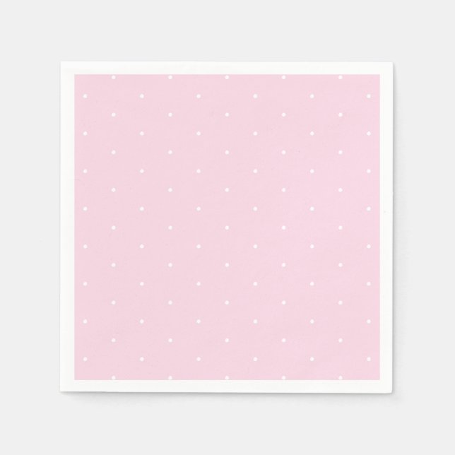 Kute ljus rosa vit liten polka dots söt papper pappersservett (Framsidan)