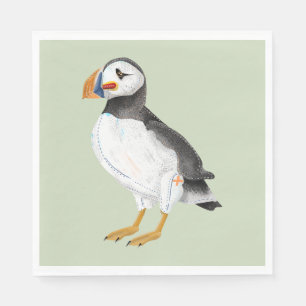 Kute, målad puffin pappersservett