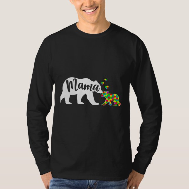 Kute Mamma Bear Autism Awareness Family Support Au T Shirt (Framsida)