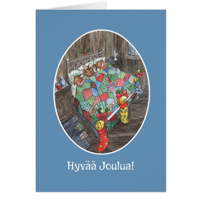 Kute Mice-julklapparna i Finska Hälsning Hälsningskort (Framsidan)