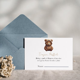 Kute, minimalt foto Bear-y baby, diaper raffle Inbjudningar