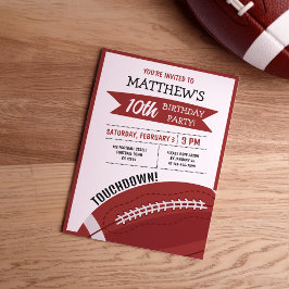 Kute Modern Big Football Ribbon Kids Birthday Inbjudningar