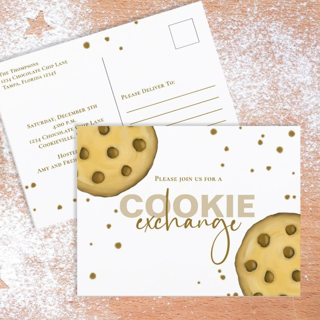 Kute Modern Cookie Exchange Whimsical Roligt Vykort (Skapare uppladdad)