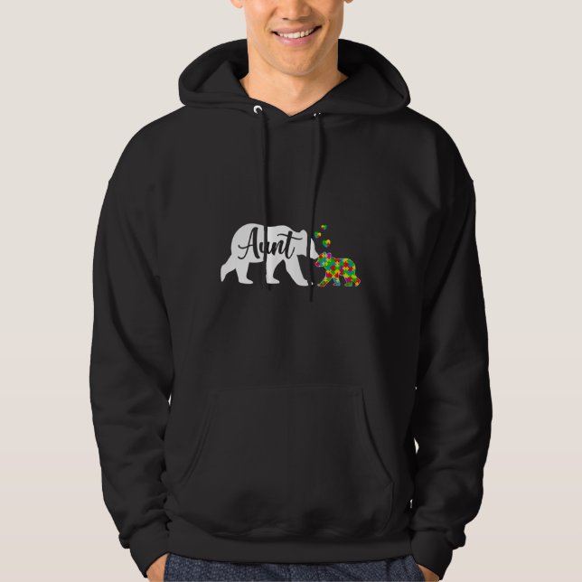 Kute Moster Bear Autism Awareness Family Support A Hoodie (Framsida)