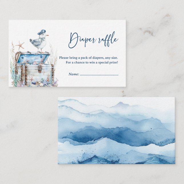 Kute Nautical Ahoy Baby Shower Diaper Raffle Tilläggskort (Fram/baksida)