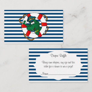 Kute Nautical Alligator Baby Shower Diaper Raffle Tilläggskort