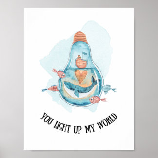 Kute Nautisk blå korvkornart/badmur konst Poster