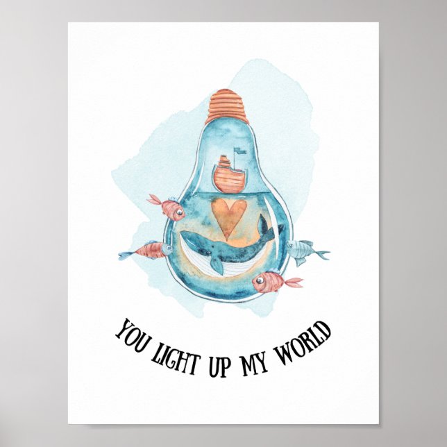 Kute Nautisk blå korvkornart/badmur konst Poster (Framsidan)