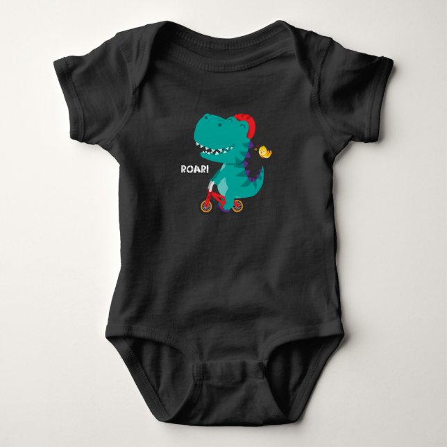 Kute och dinosaurer som cyklar t shirt (Framsida)