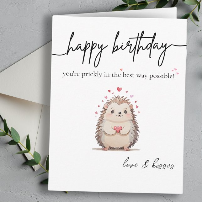 Kute och enkelt vattenfärgskort Hedgehog Birthday  Kort (Cute & Simple Watercolor Hedgehog Birthday Card )