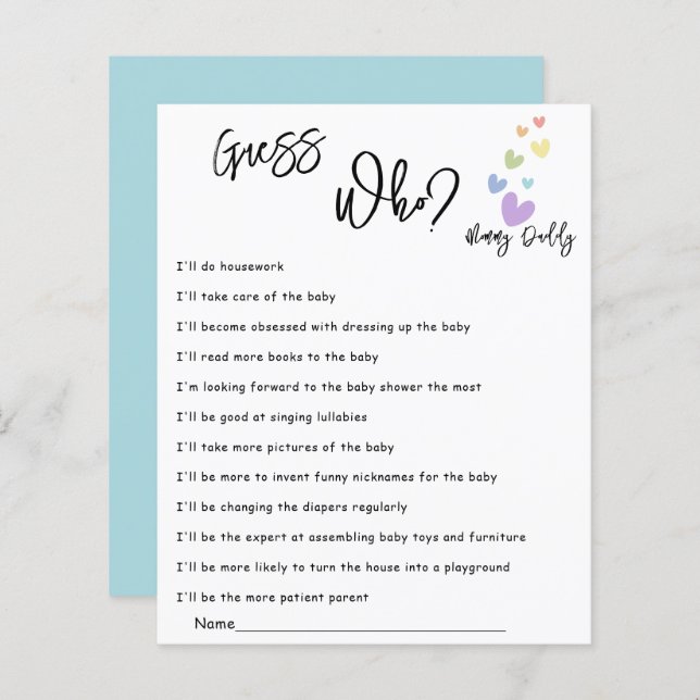 Kute och färgstarka hjärtan Babyskor Gissa vem som (Fram/baksida)