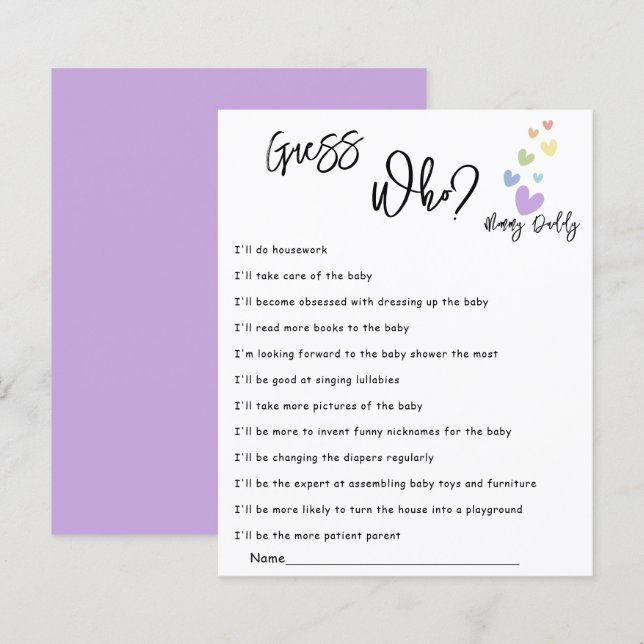 Kute och färgstarka hjärtan Babyskor Gissa vem som (Fram/baksida)