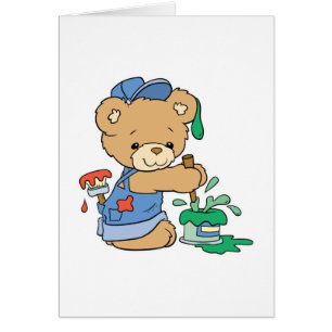 Kute Painter Bear Hälsningskort