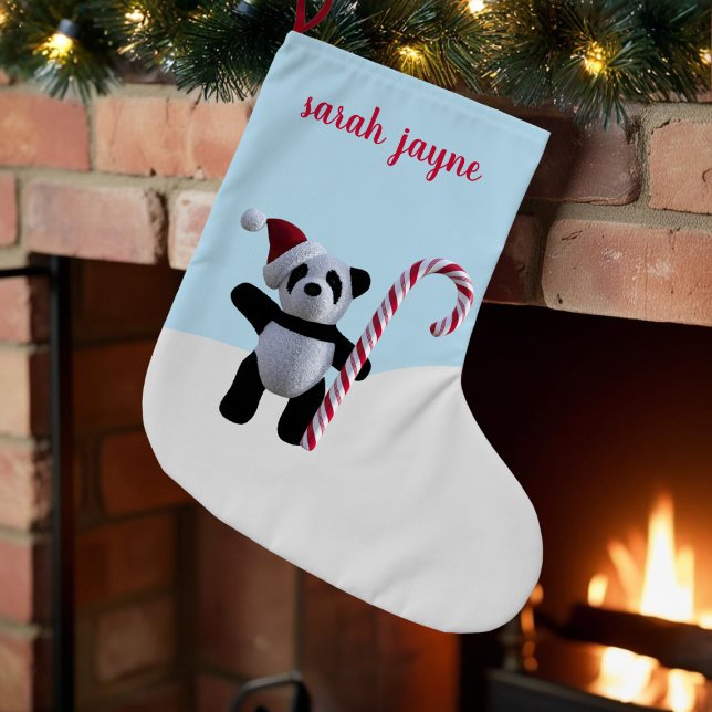 Kute Panda-Personligens julklapp Liten Julstrumpa (Cute Panda Personalized Christmas Stocking with space for your name)
