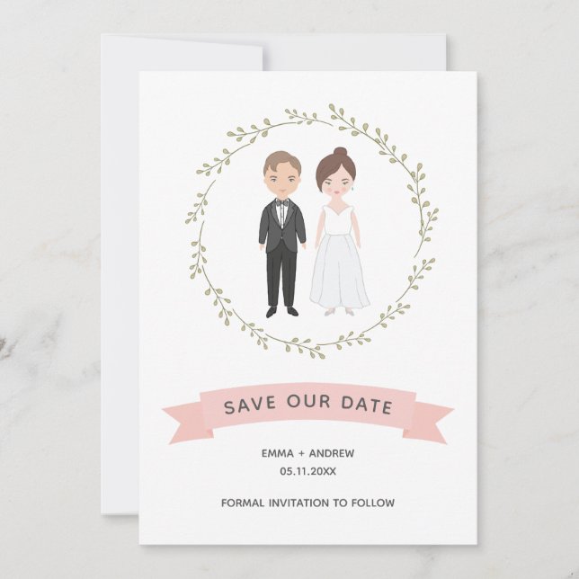 Kute par Porträtt Modern andedräkt Spara datum (Framsida)