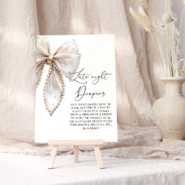 Kute Pearl Bow Late Night Diaper Baby Shower Game Poster