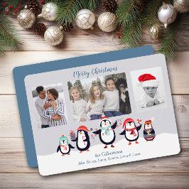Kute Penguin-familjens fotomall jul Julkort
