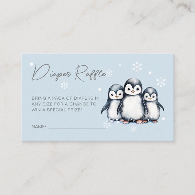 Kute Penguin Winter Baby Shower Raffle Tilläggskort (Framsida)