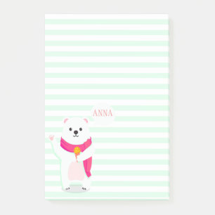 Kute Polar Bear Anteckningar efter Personlig Post-it Block