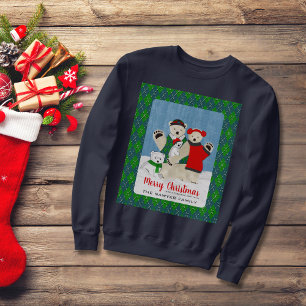 Kute Polar Bear Family Ugly Jul Sweater Lång Ärmad Tröja