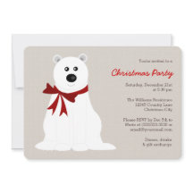 Kute Polar Bear med Red Bow jul Party