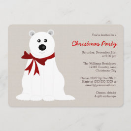 Kute Polar Bear med Red Bow jul Party Inbjudningar