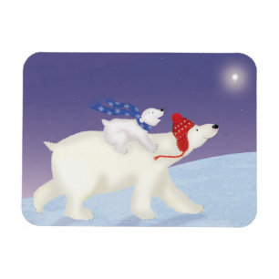 Kute polar björn och unge julmagnet magnet