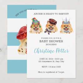 Kute Pommerns babybordsinbjudning för marionettens Inbjudningar