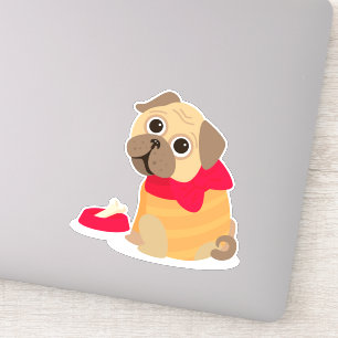 Kute pug back to school art i hund klistermärken